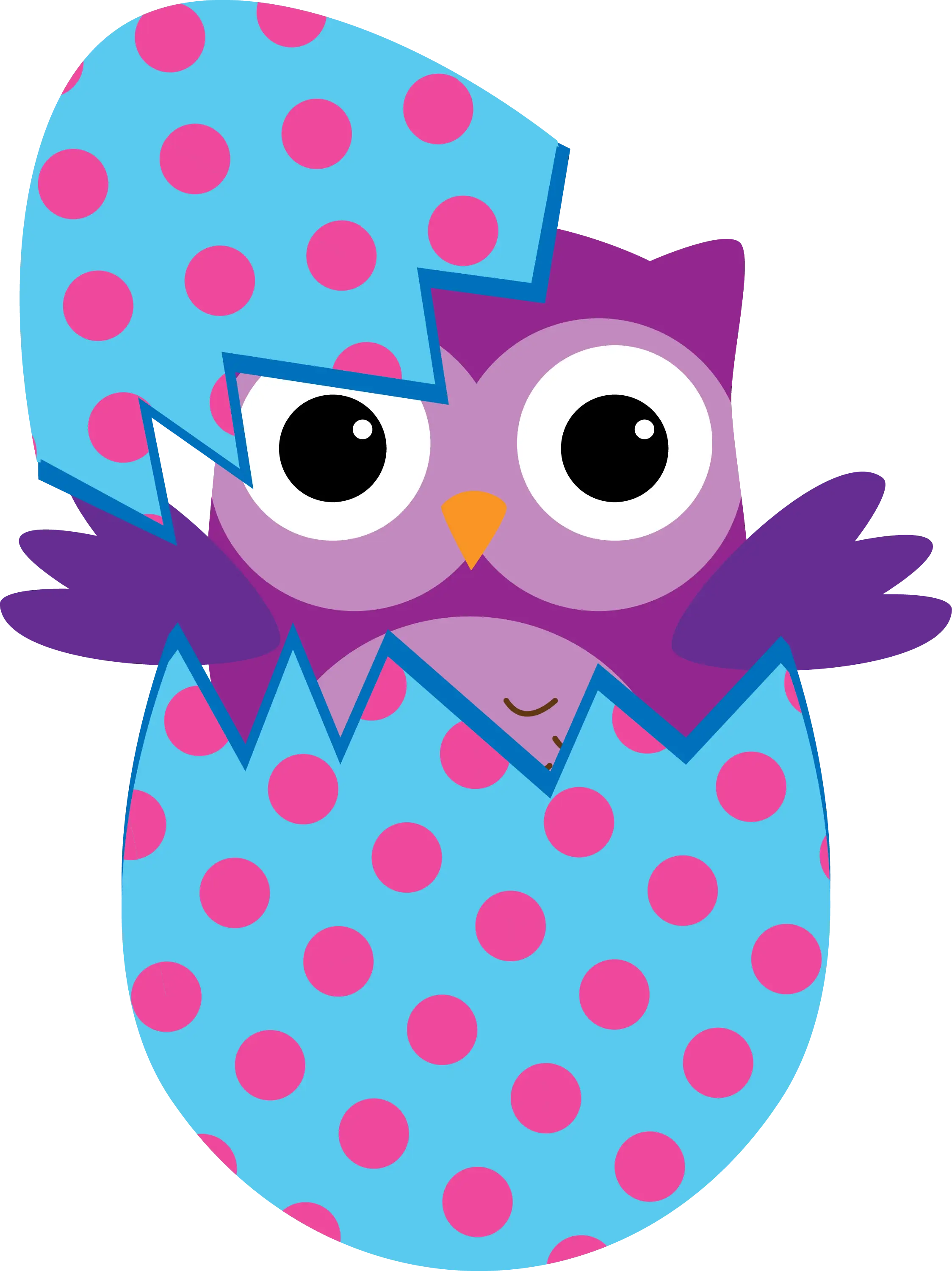 Cute Purple Owl Hatching from Egg