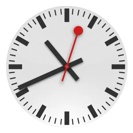 Circular Wall Clock with Red Second Hand