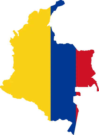 Colombian Map with Yellow, Blue, and Red Flag Colors
