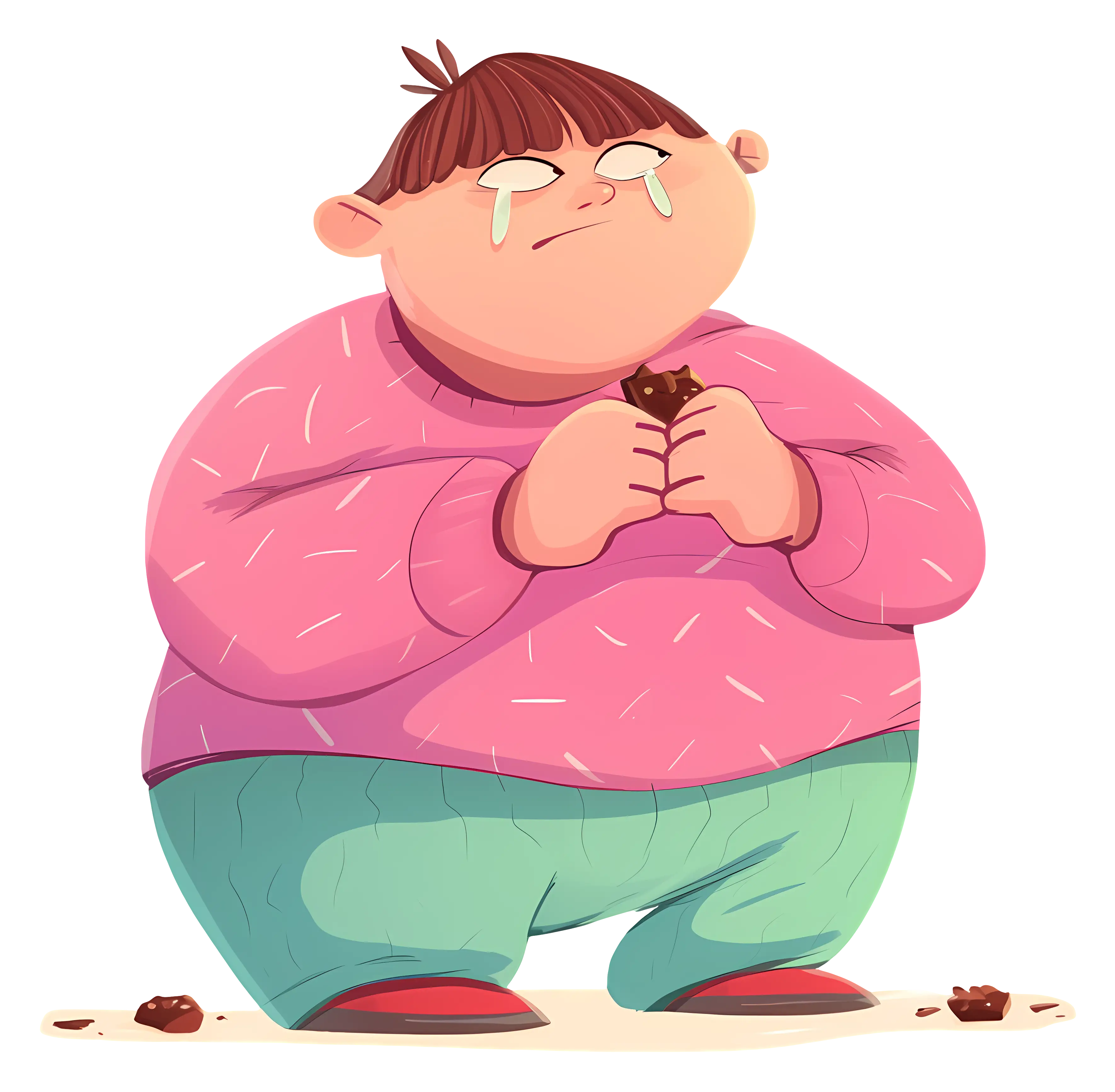 Crying Cartoon Character with Food