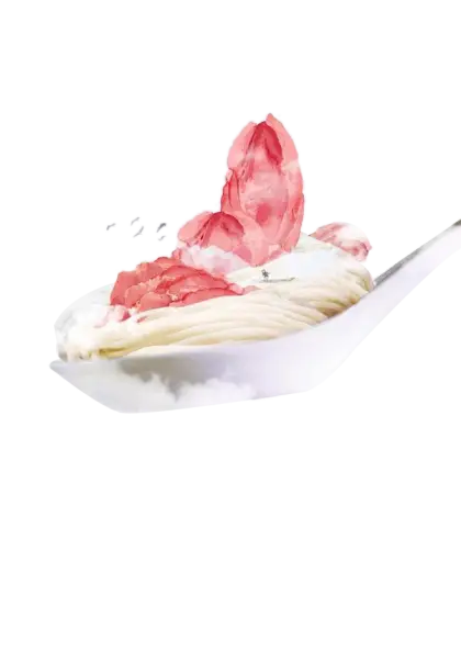Spoon with Cream and Strawberries