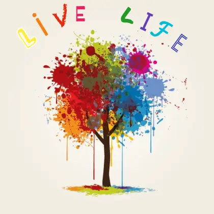 Colorful Tree with Live Life Text