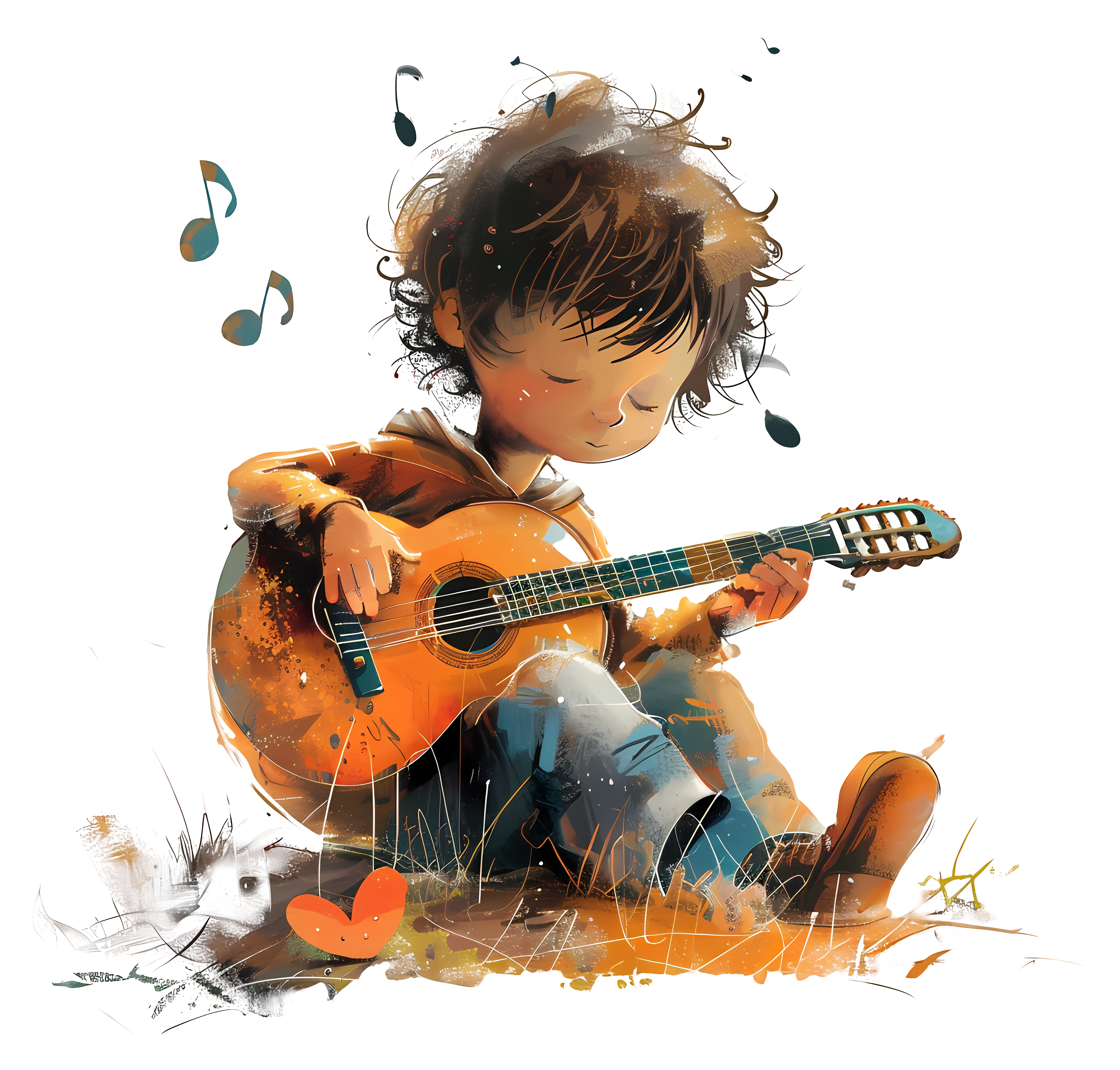 Cute Boy Playing Guitar
