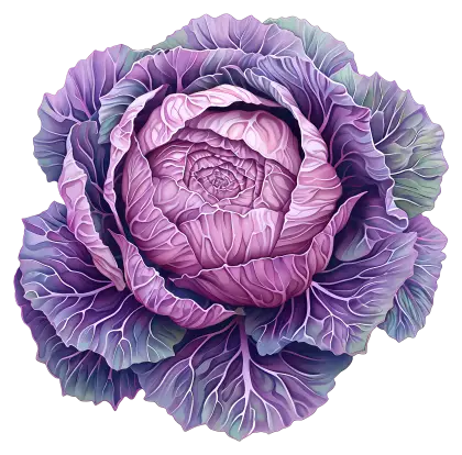 Purple and Green Cabbage Illustration