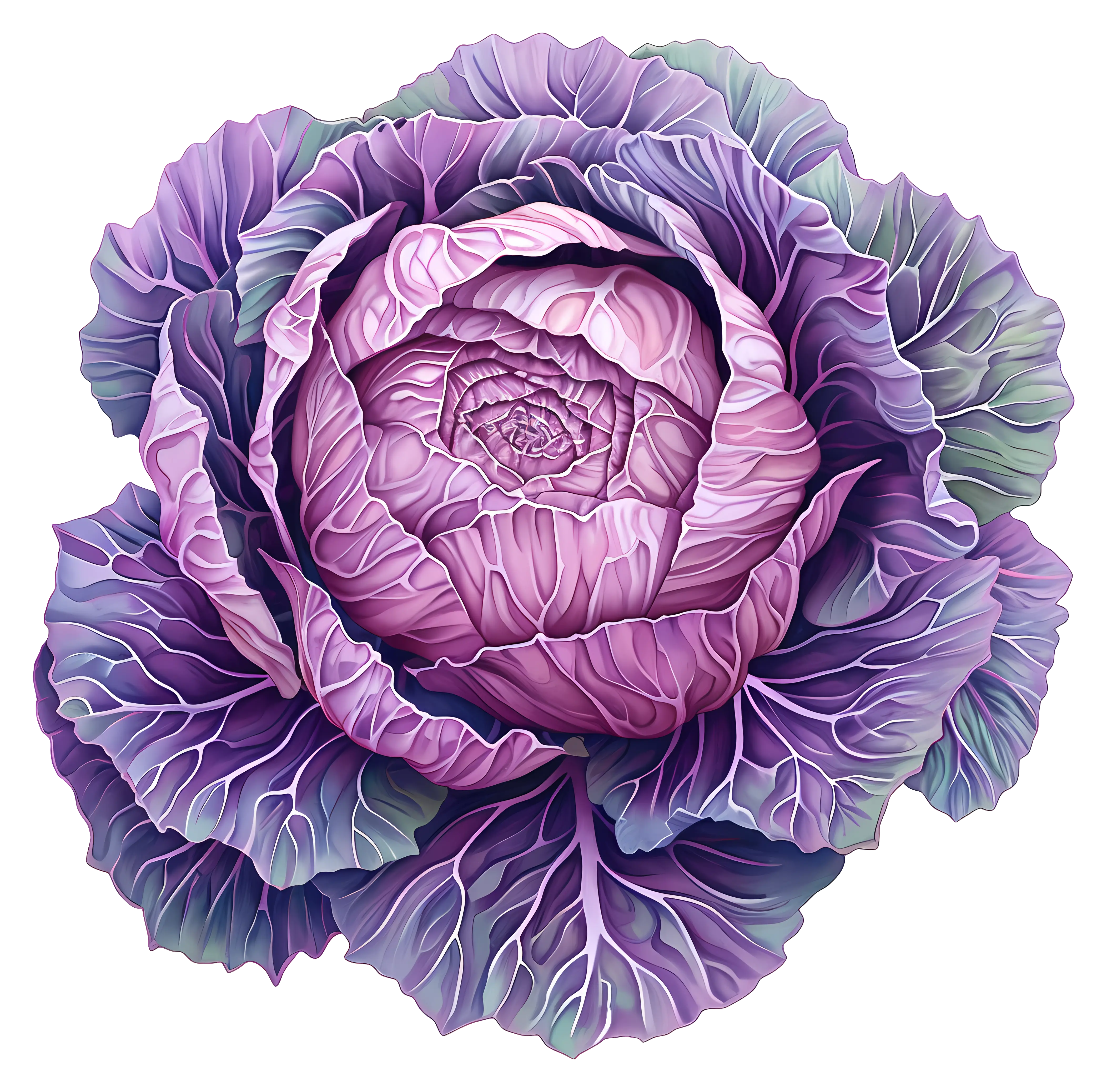Purple and Green Cabbage Illustration