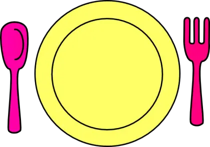 Yellow Plate with Pink Spoon and Fork