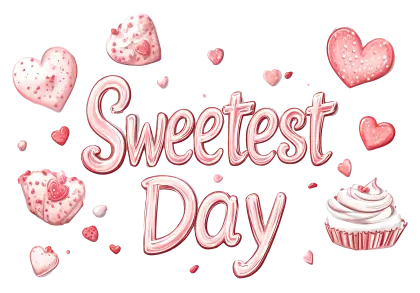 Sweetest Day Celebration with Pink Hearts and Cupcake