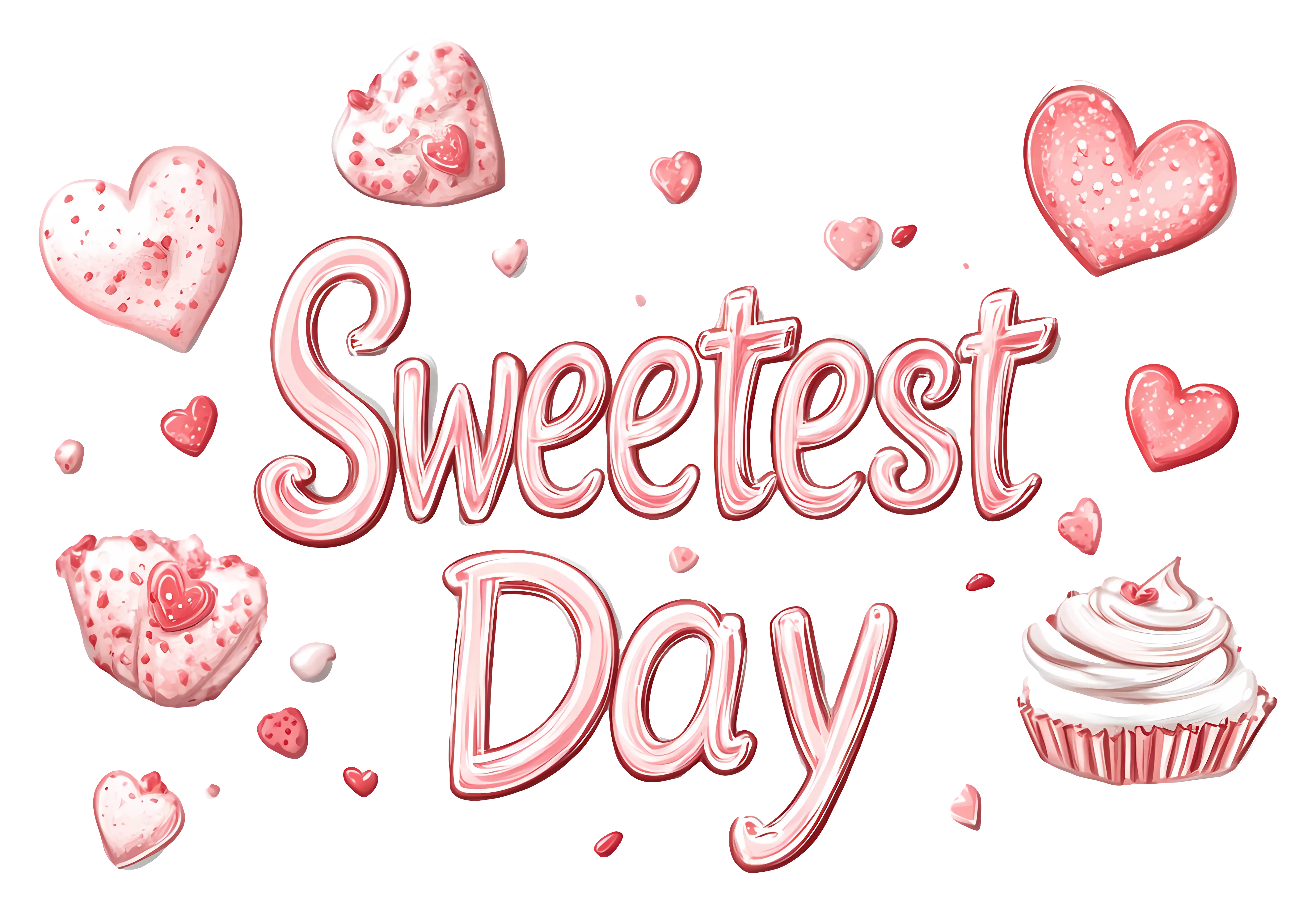 Sweetest Day Celebration with Pink Hearts and Cupcake