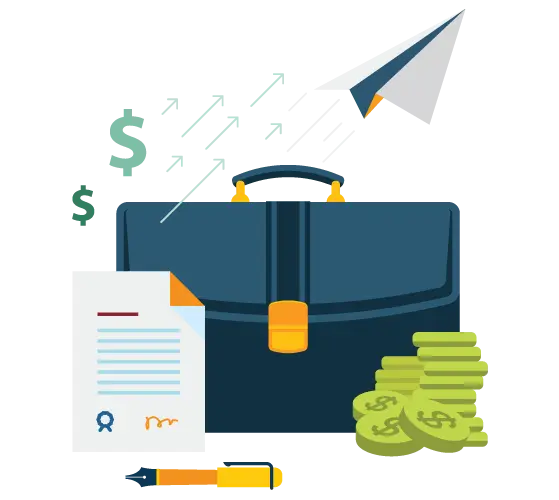 Briefcase and Money for Business Concept