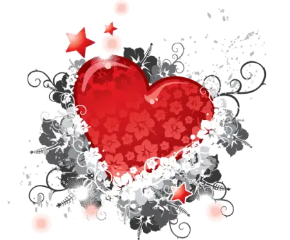 Stylized Red Heart with Floral Design