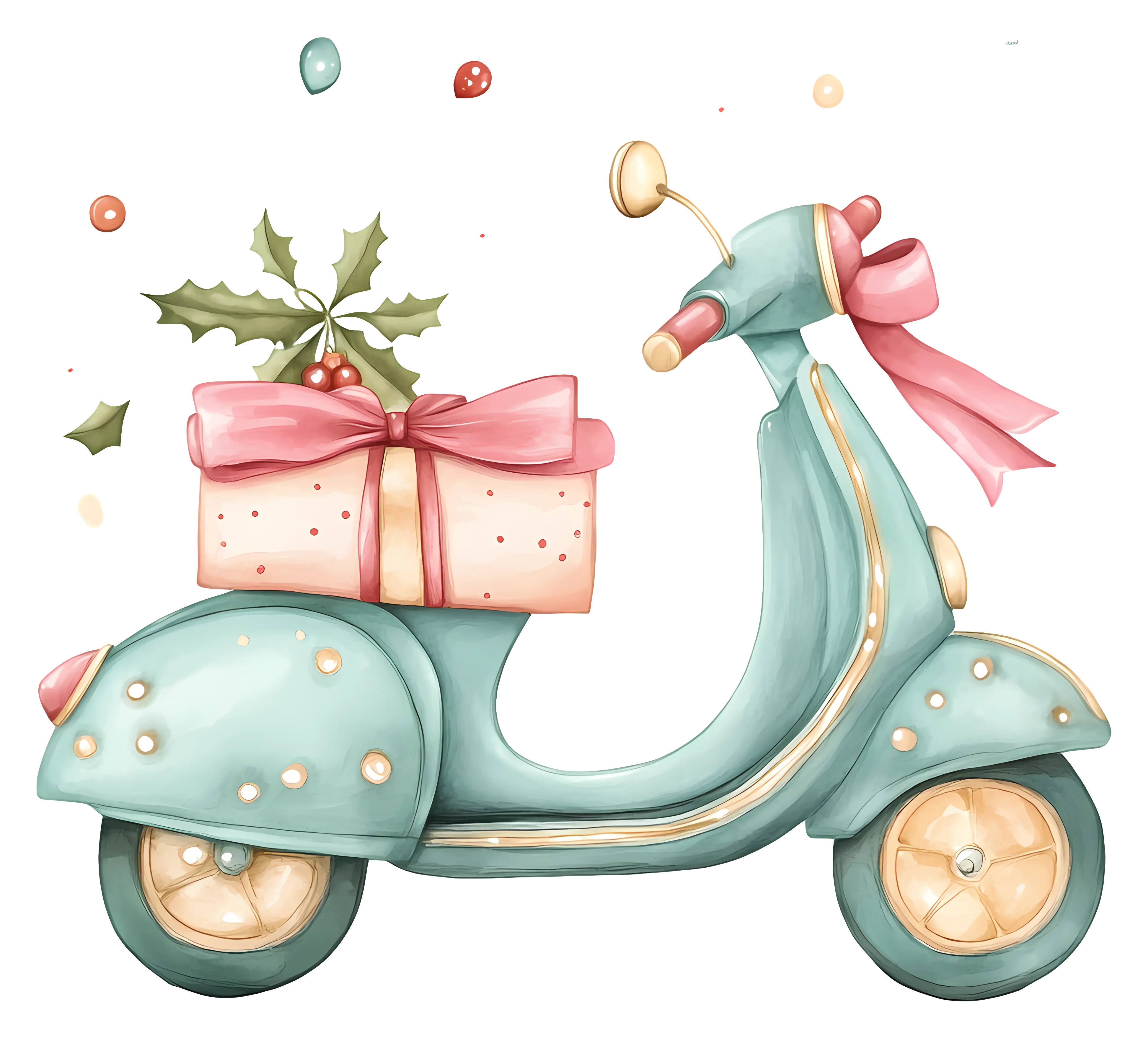 Blue Scooter with Christmas Gift