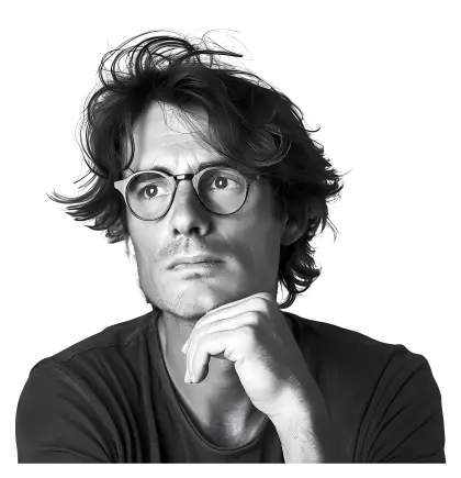 Man with Glasses in Black and White