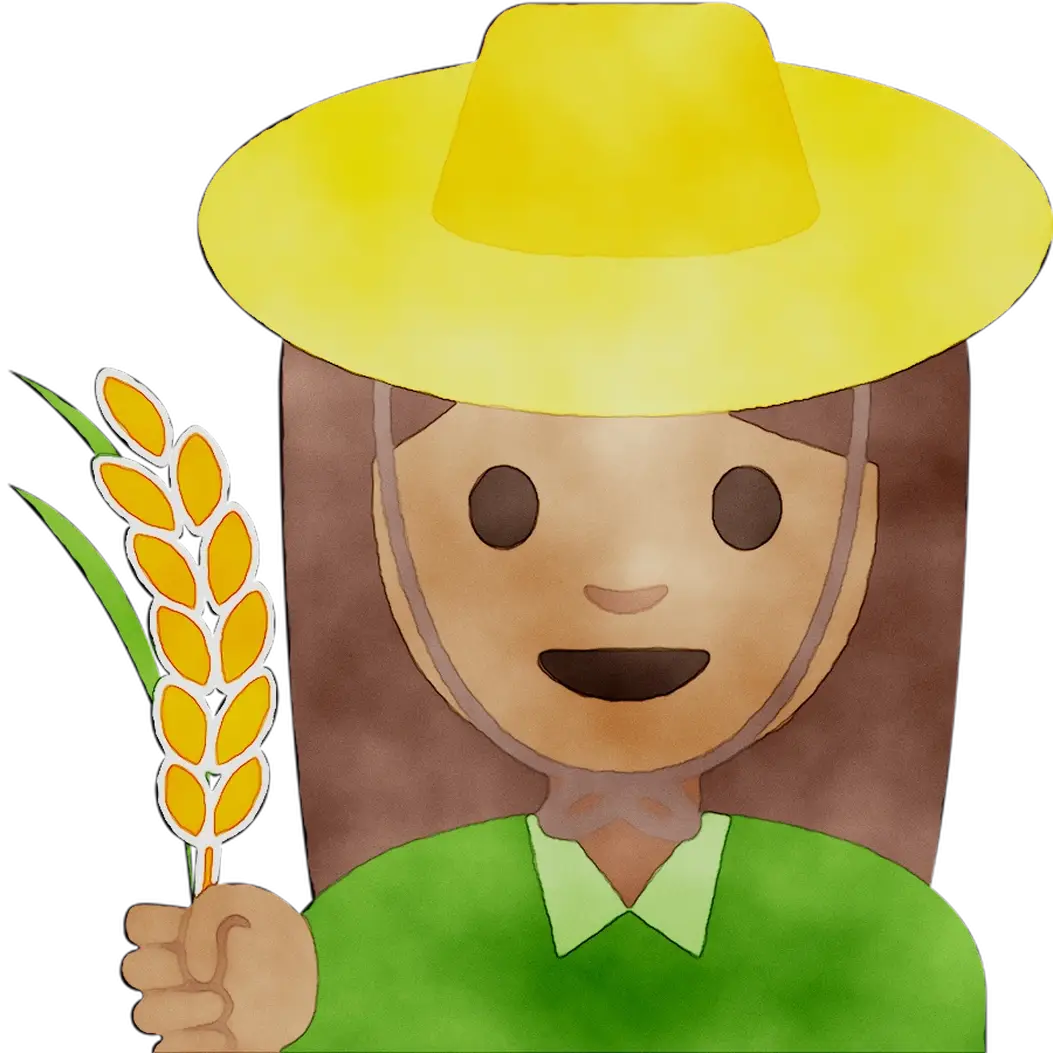 Cartoon Farmer Holding Wheat Illustration