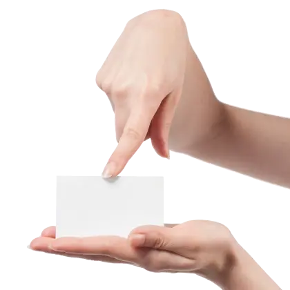 Hands Holding and Pointing at Blank Card