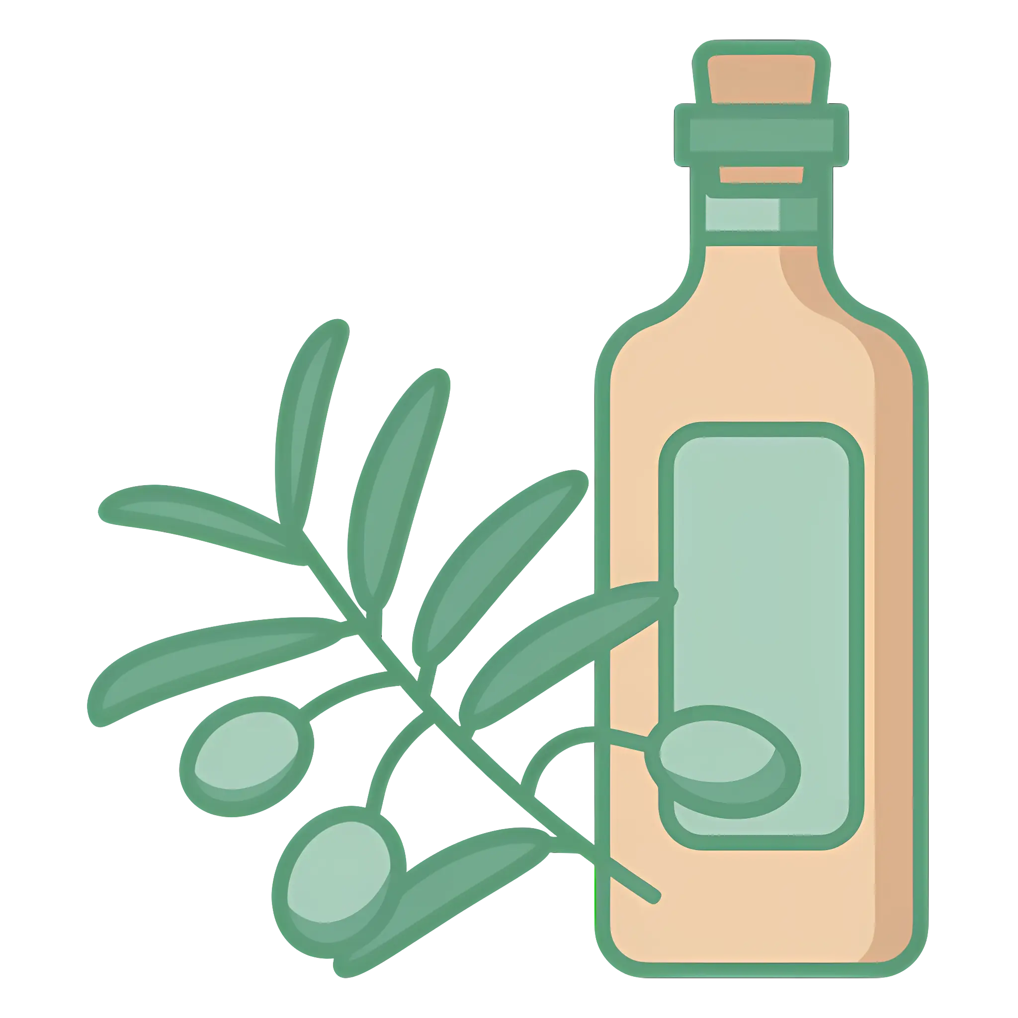 Olive Oil Bottle with Olive Branch