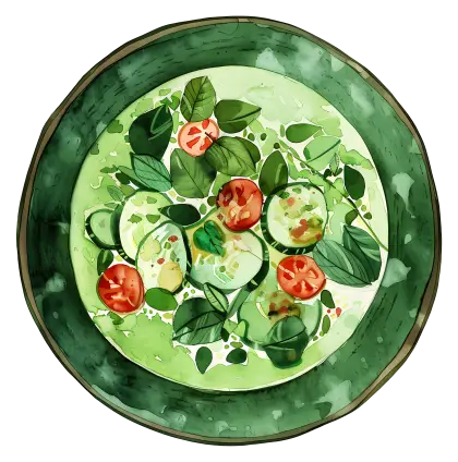 Green Salad with Cucumber and Tomato