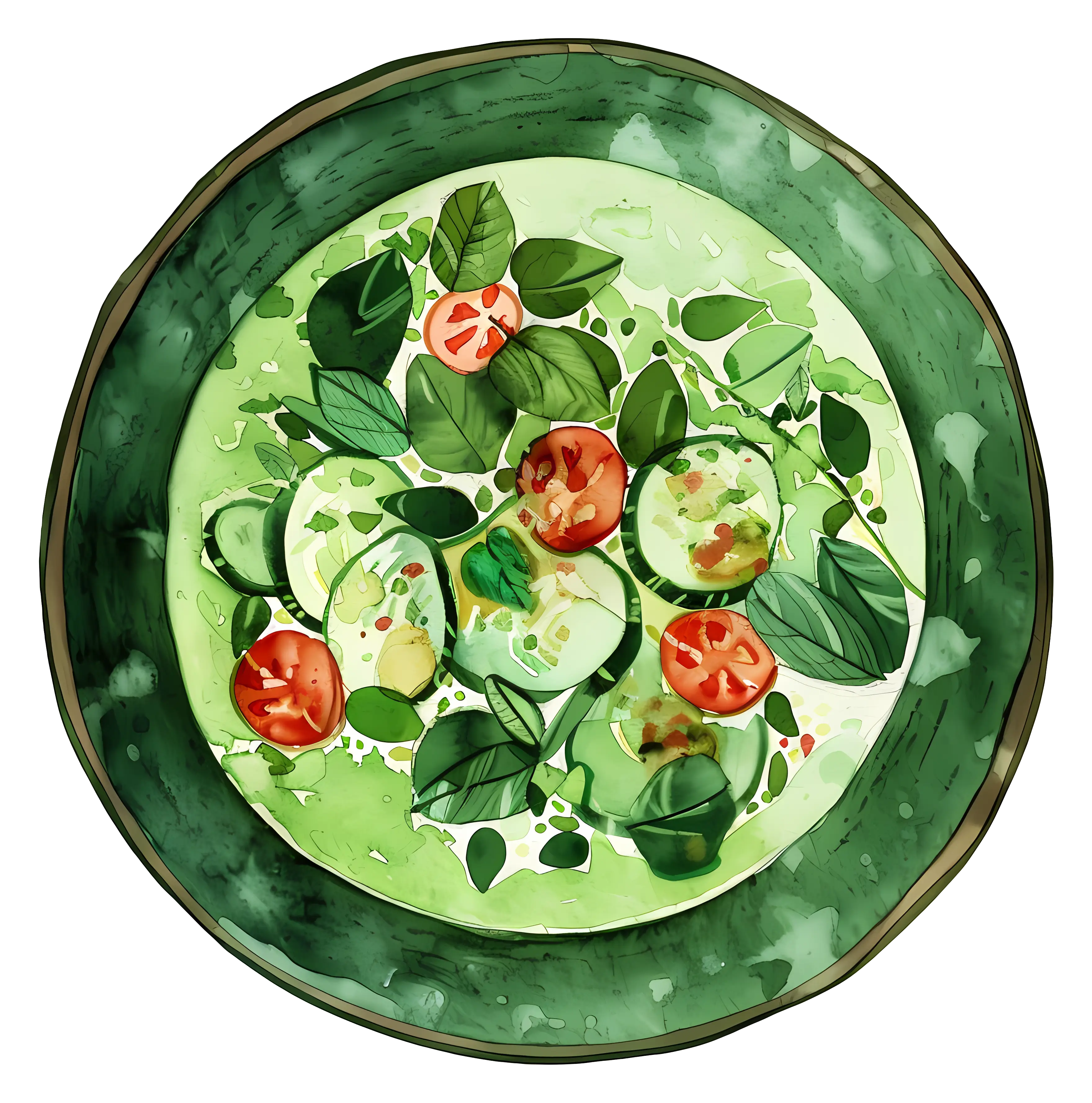 Green Salad with Cucumber and Tomato