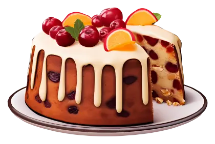 Holiday Fruit Cake with Cherries and Icing