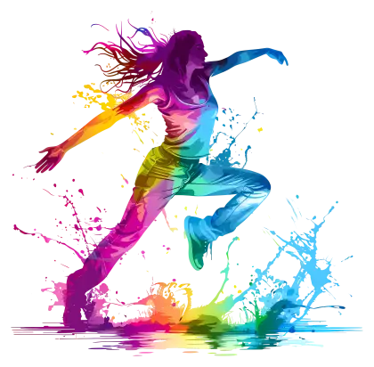 Colorful Dancing Silhouette in Motion