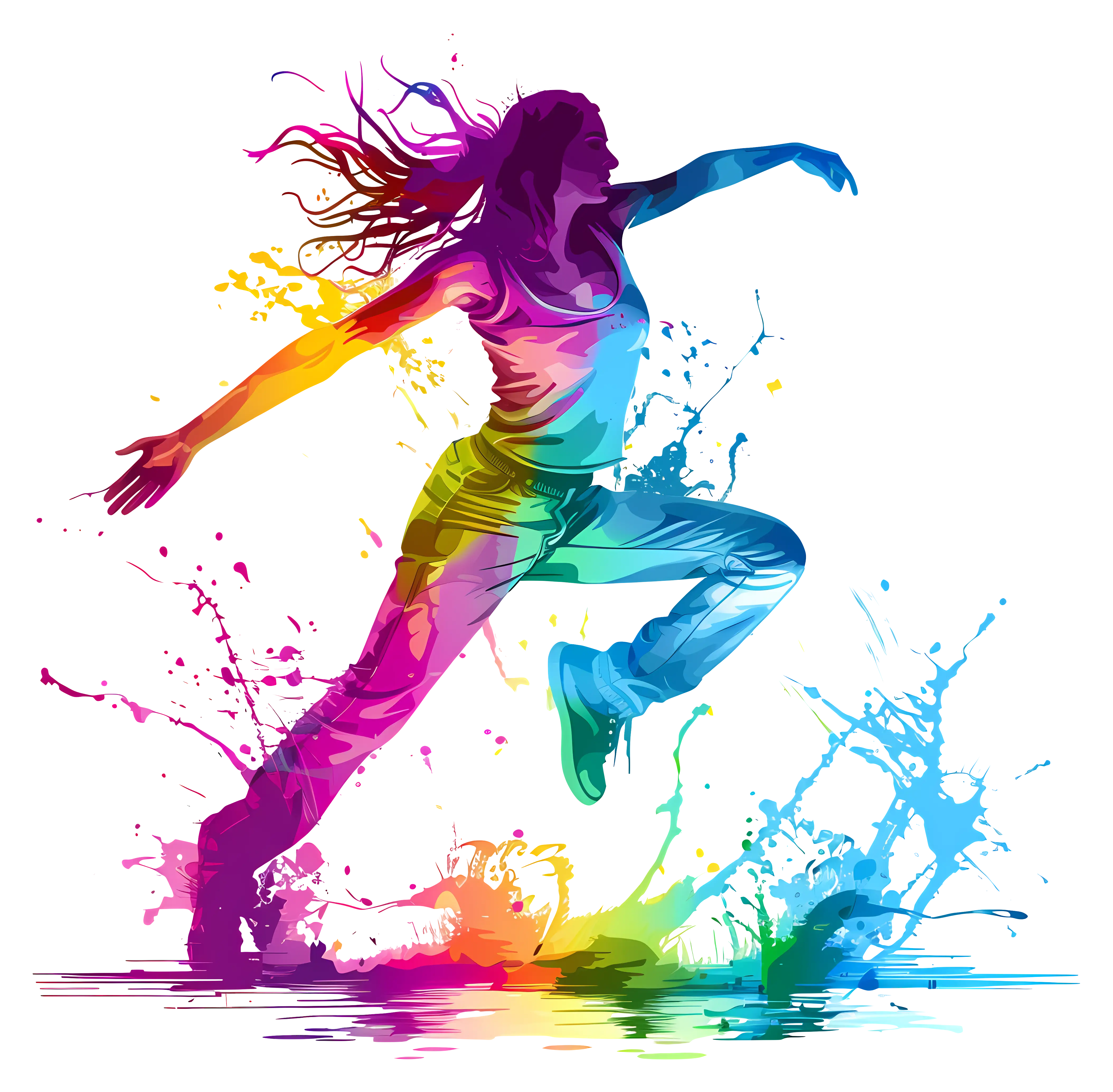 Colorful Dancing Silhouette in Motion