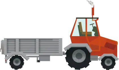 Red Tractor with Attached Trailer for Farming
