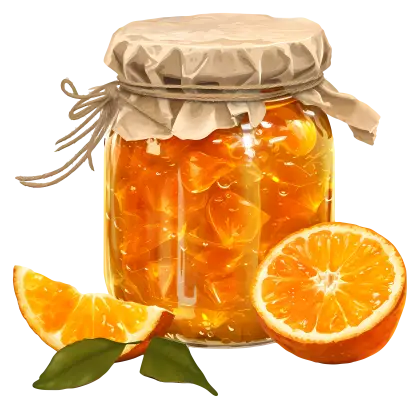 Jar of Orange Marmalade with Fresh Oranges