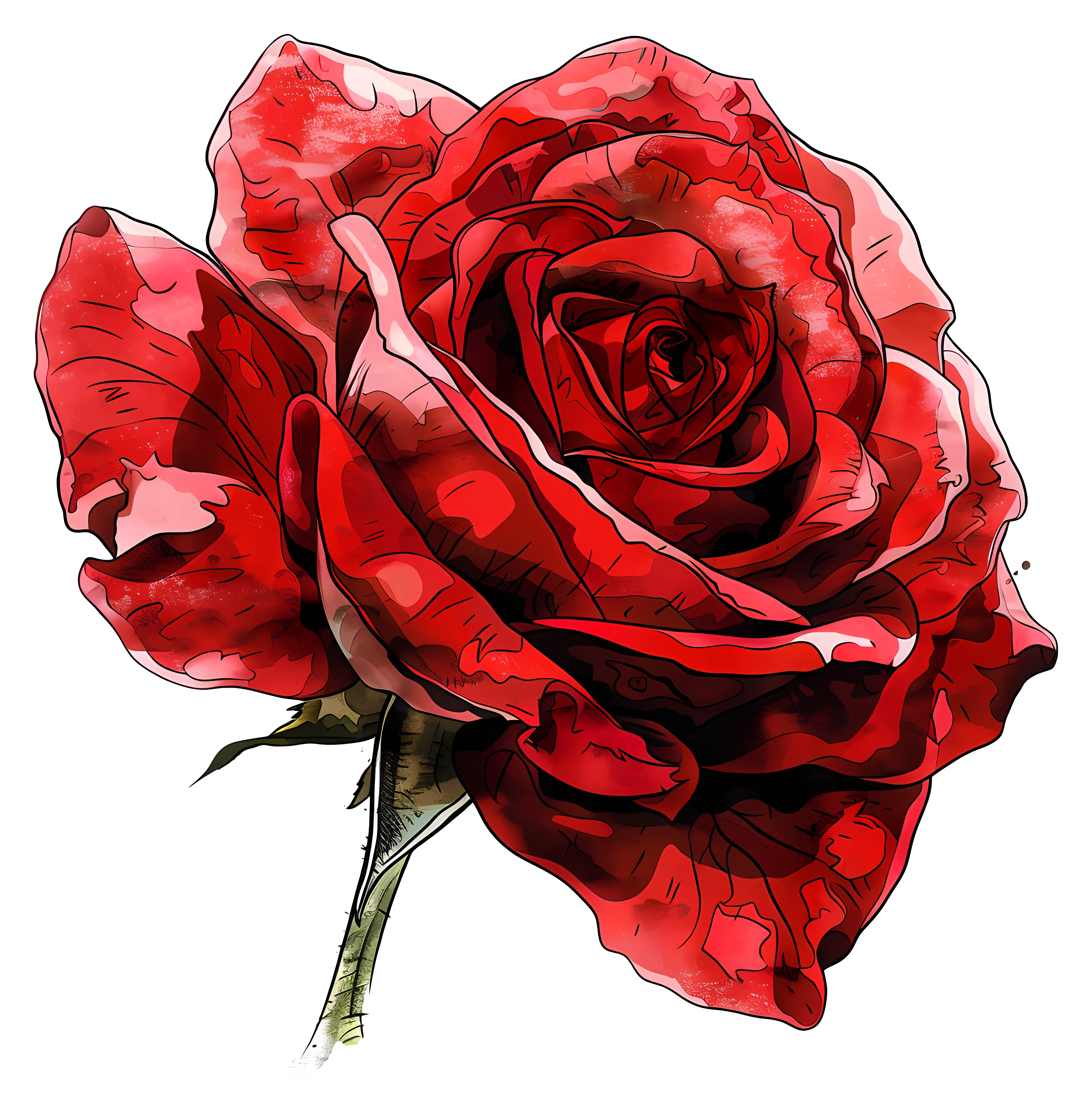 Red Rose Sketch Illustration