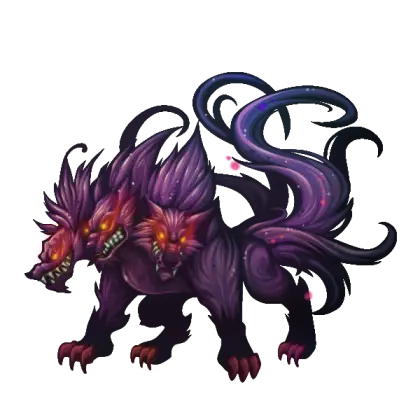 Three-Headed Dark Mythical Creature in Fantasy Style