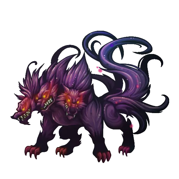 Three-Headed Dark Mythical Creature in Fantasy Style
