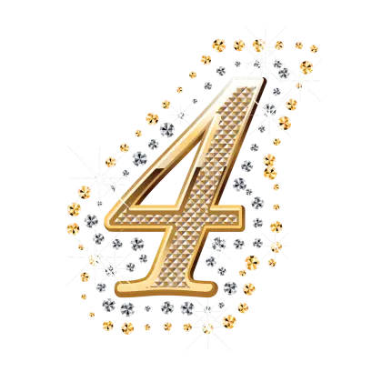 Golden Number 4 with Sparkles