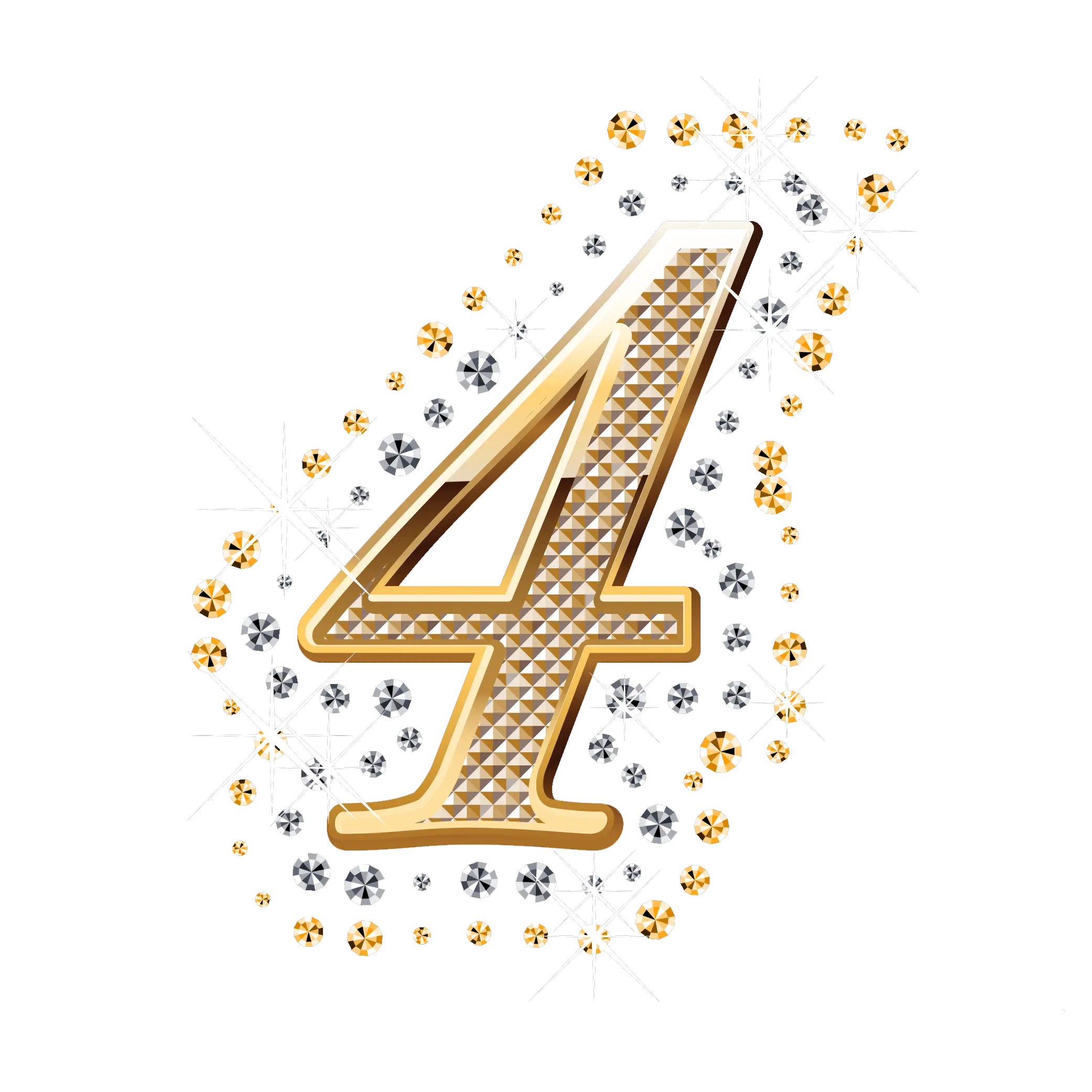 Golden Number 4 with Sparkles