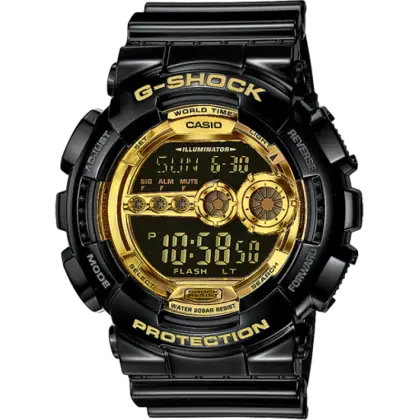 Stylish Black and Gold Digital Watch