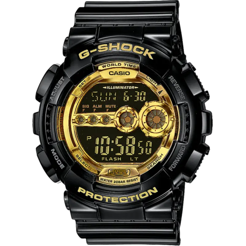 Stylish Black and Gold Digital Watch