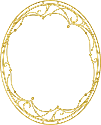 Decorative Golden Oval Frame with Artistic Details