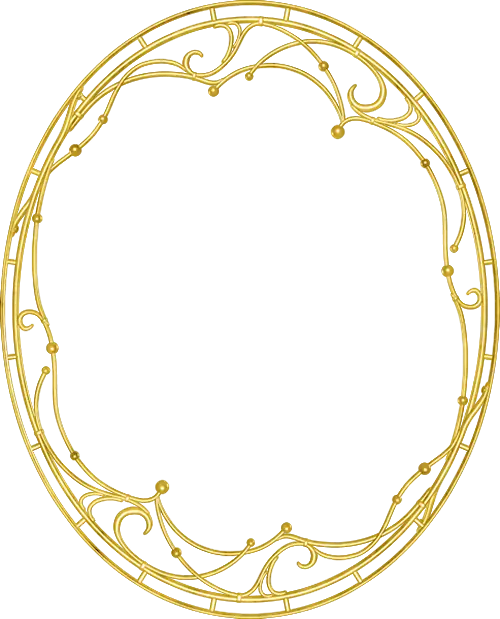 Decorative Golden Oval Frame with Artistic Details