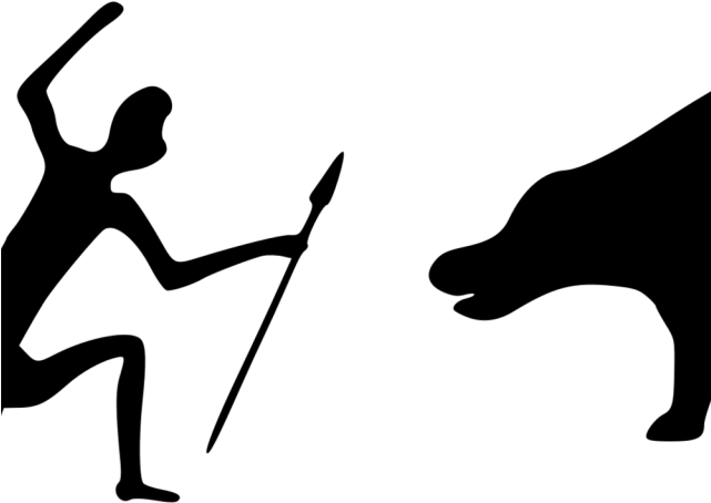 Ancient Cave Painting of Hunter and Animal
