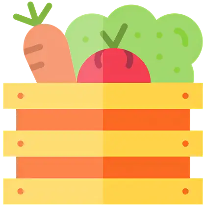 Vegetables in Crate with Carrot and Tomato