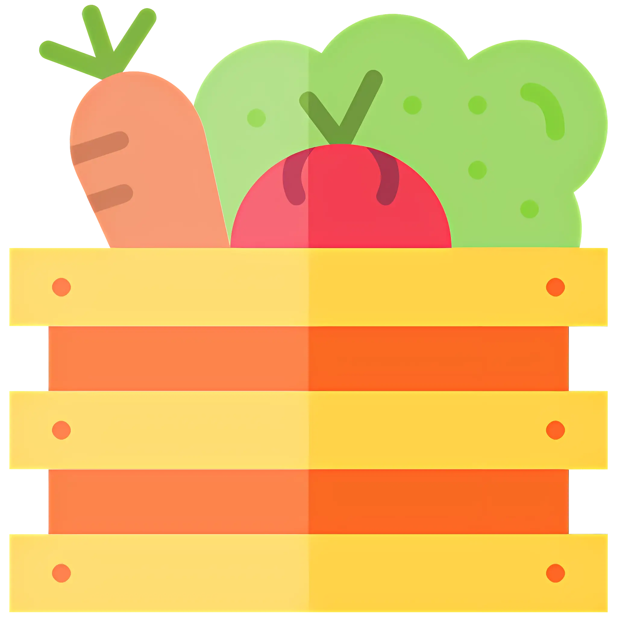 Vegetables in Crate with Carrot and Tomato