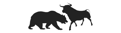 Bear and Bull Silhouette in Stock Market