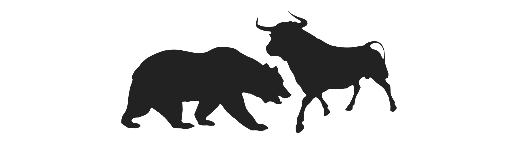 Bear and Bull Silhouette in Stock Market