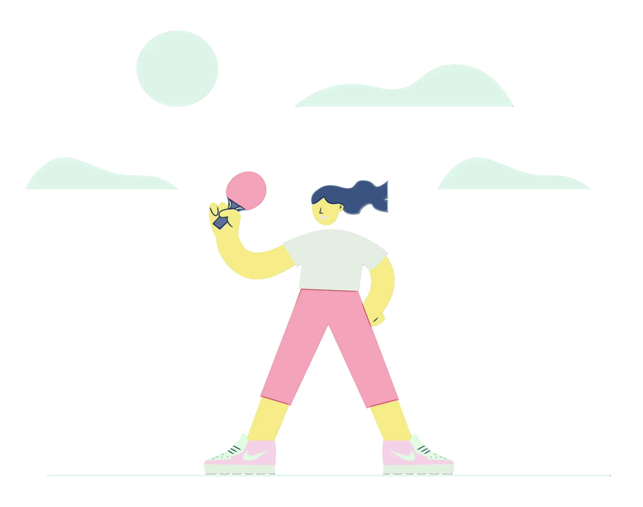 Cartoon Woman Playing Ping-Pong