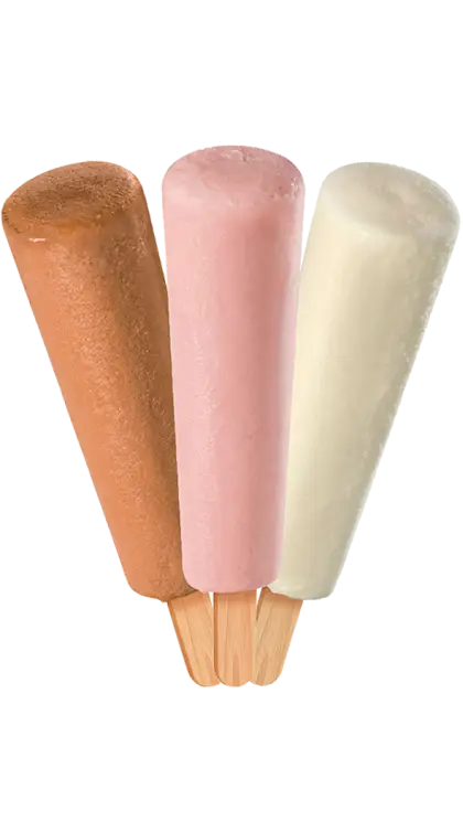 Three Popsicles in Different Flavors