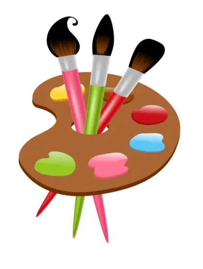 Art Palette with Colorful Brushes