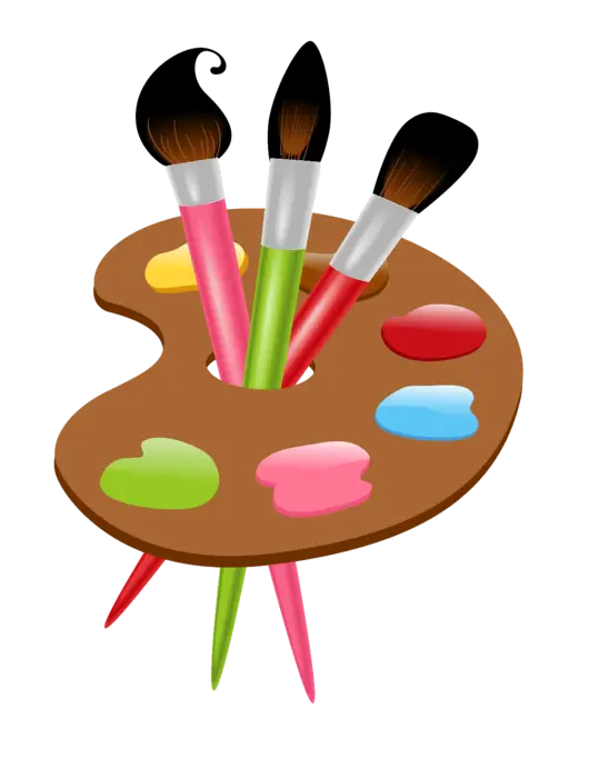 Art Palette with Colorful Brushes