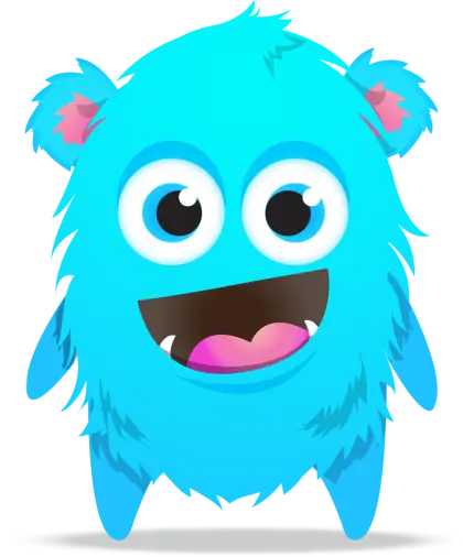 Cute Blue Monster Cartoon Character