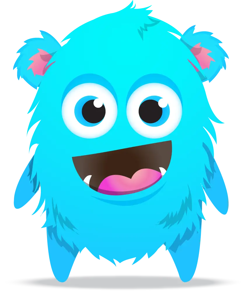 Cute Blue Monster Cartoon Character