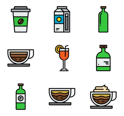 Digital Icons of Various Beverages