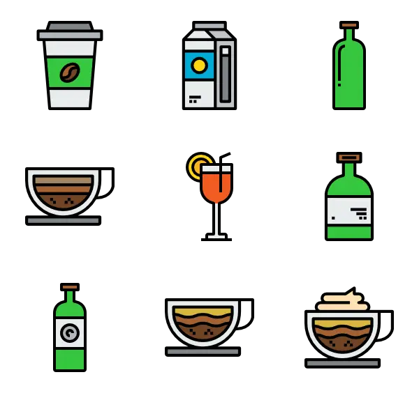 Digital Icons of Various Beverages
