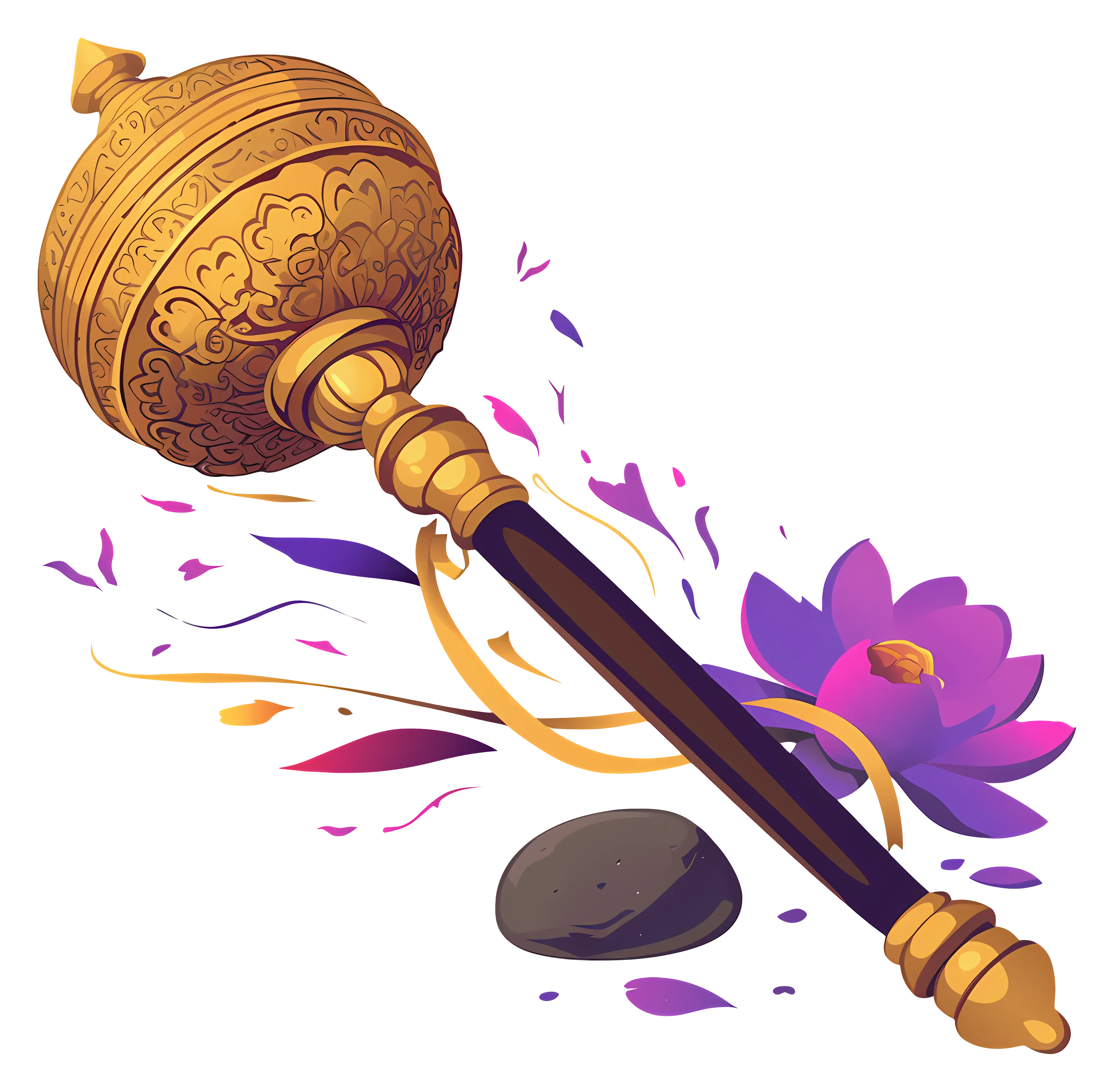 Golden Scepter with Floral Design