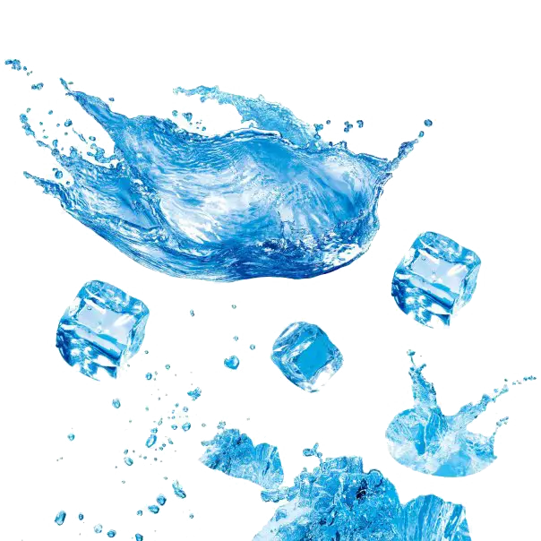 Refreshing Water Splash with Ice Cubes